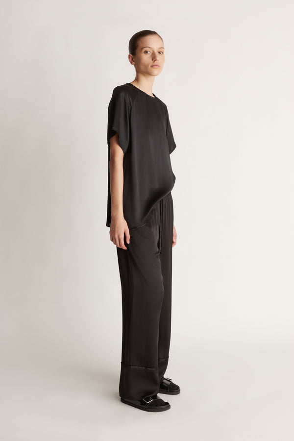 Stella silk satin pant black 100% silk