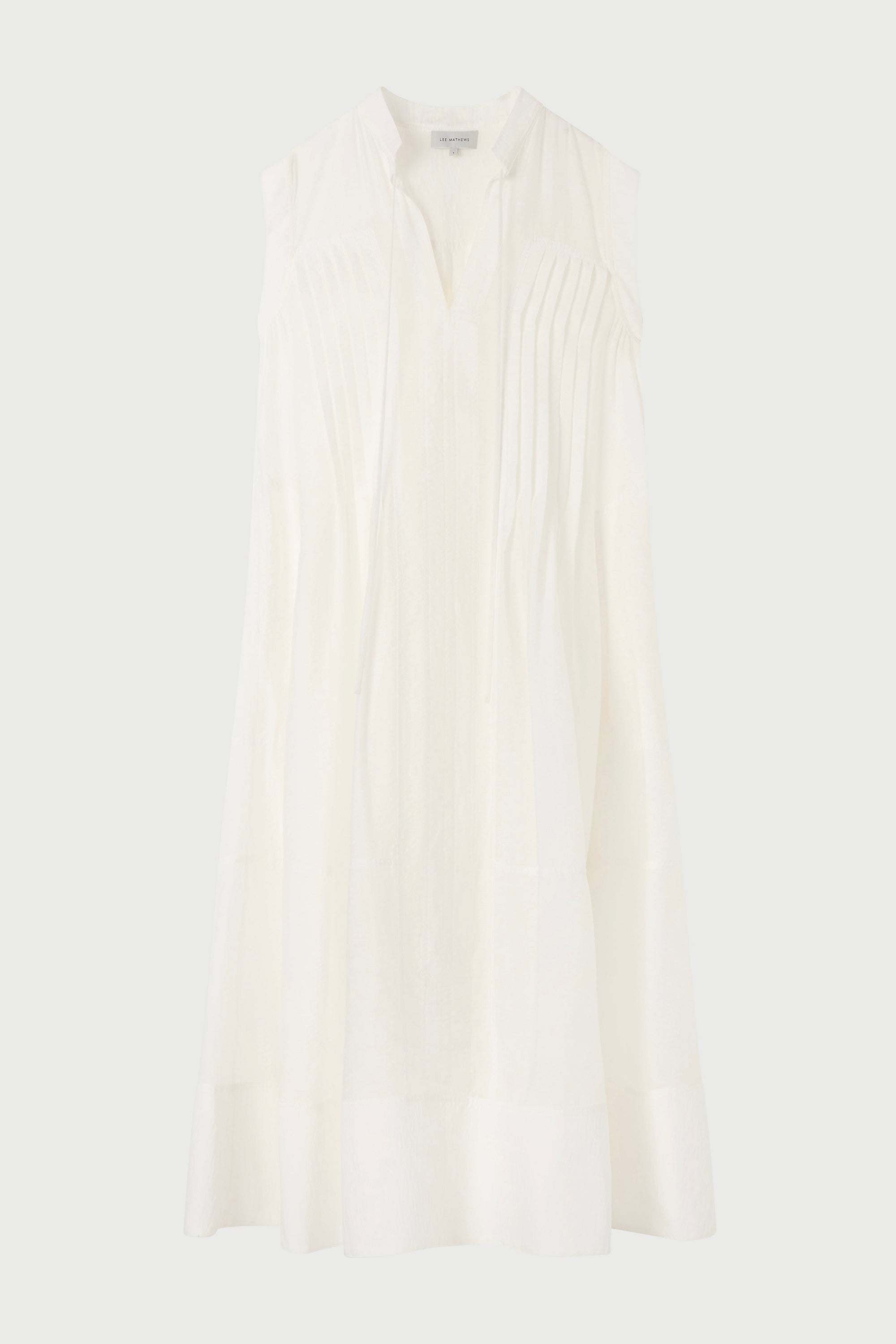 Long white dress on a white background