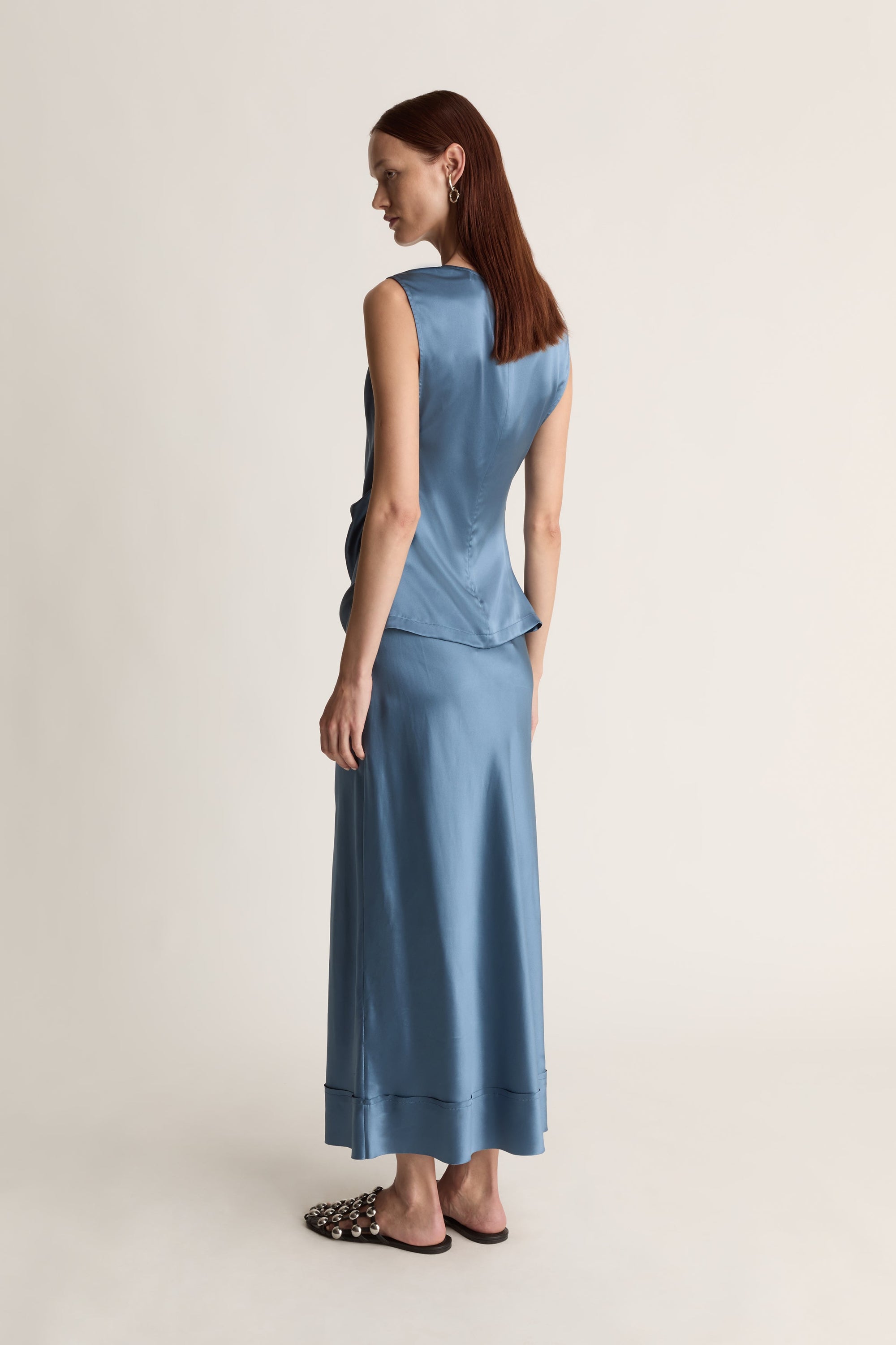 Stella Silk Satin Drape Top