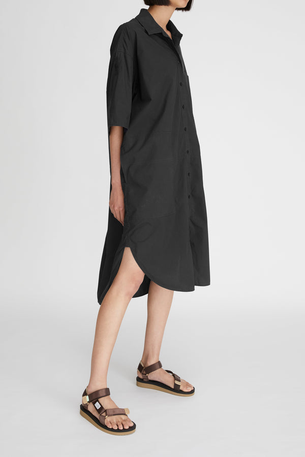 LM Poplin Short Sleeve Shirt Dress Black